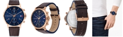 Tommy Hilfiger Men's Chronograph Brown Leather Strap Watch 44mm 